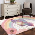 thumbnail image 3 of Purple Butterfly Area Rugs 2.7'x5', Washable Small Throw Rugs for Kitchen Bedroom, Cute Rainbow Spring Floral Botanical Indoor Outdoor Rug Non-Slip Low Pile Carpet Runner Reversible Floor Mats, 3 of 8