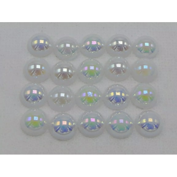 EOEMY 200 White Luster Ab Acrylic Round Half Pearl 10mm Flatback Beads Scrapbook