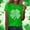 A1589 Green, variant on St. Patrick's Day Shirt for Women Four Leaf Clover Heart Graphic T-Shirt Short Sleeve Crewneck Casual Festival Apparel Holiday Gift