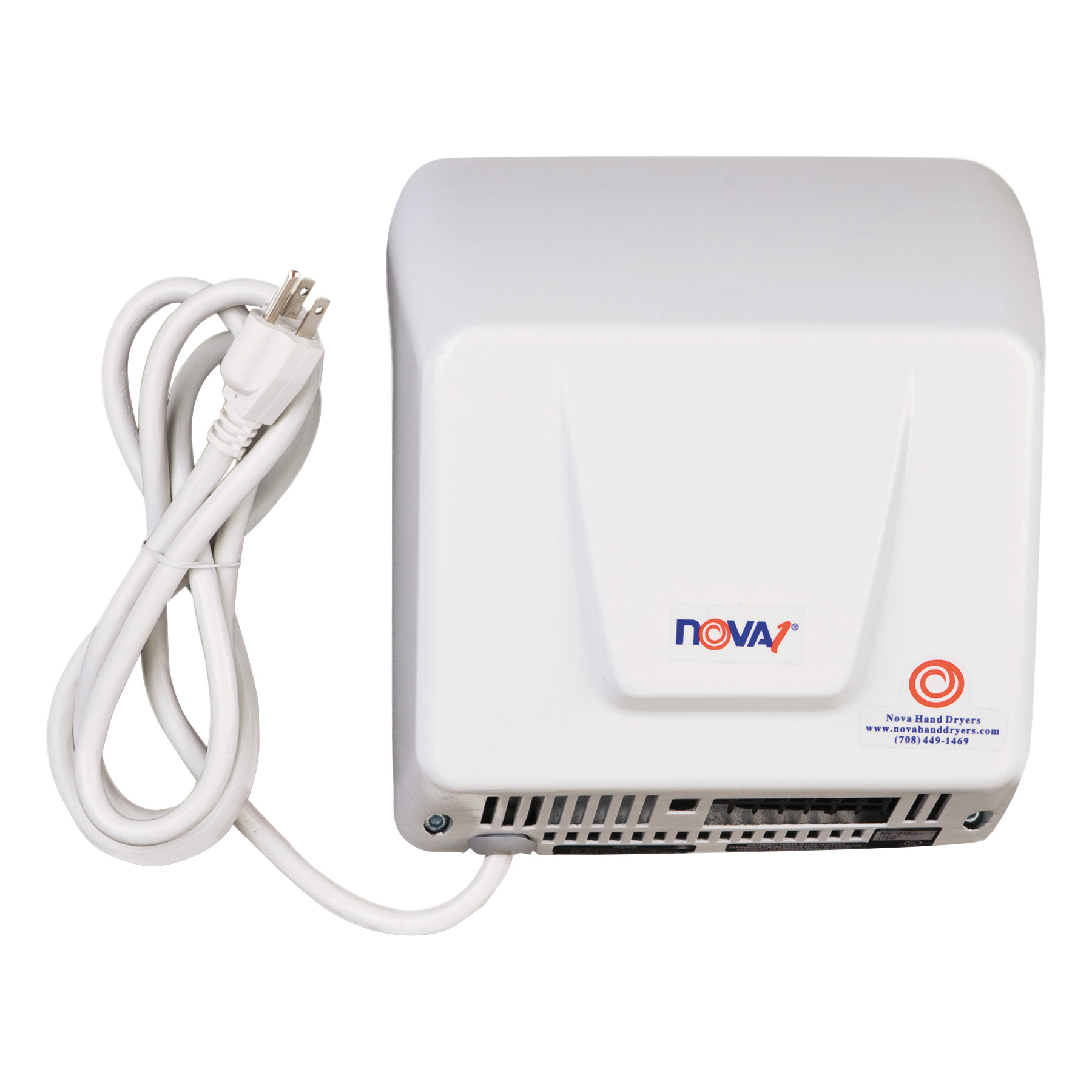 WORLD DRYER NOVA Hand Dryer, 110120V, Aluminum, White WRL083300000P