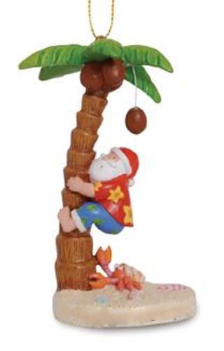 Cape Shore Santa Climbing Coconut Palm Tree Christmas Ornament 