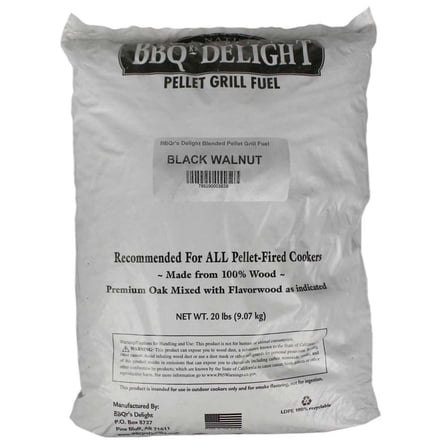 BBQR's Delight Black Walnut Cooking Pellets 20lb All Natural Robust Smoke 00383