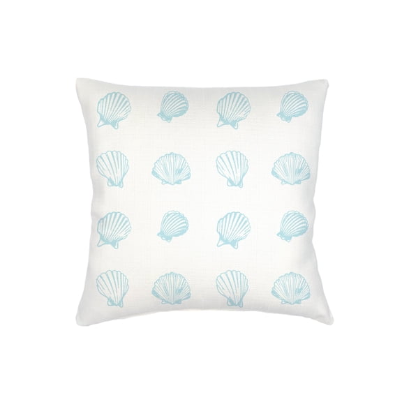 Aqua Shell Printed Linen Pillow 20x20 Down