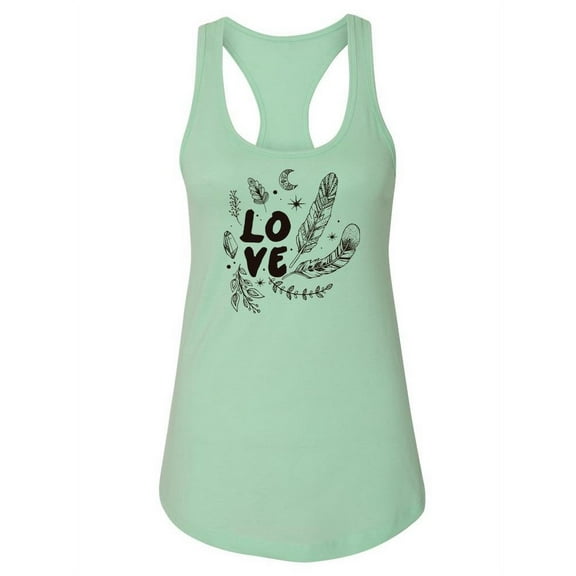 "love" Feathers And Doodles Tank Women -Image by Shutterstock, Female Large