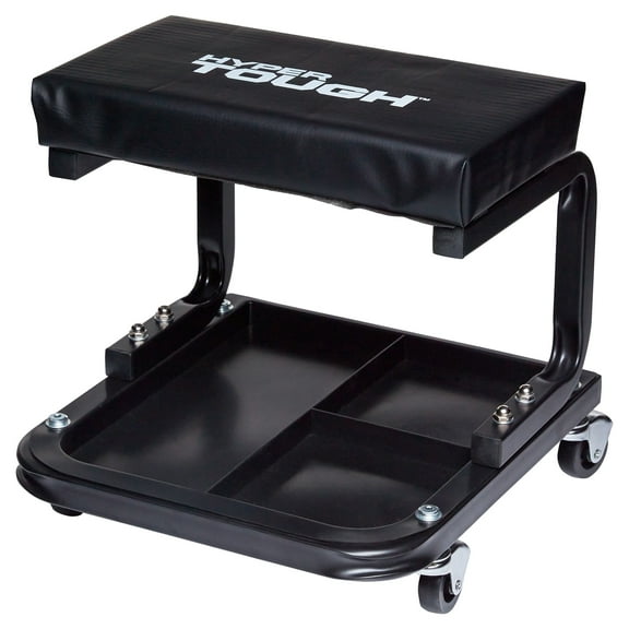 Hyper Tough Adjustable Rolling Shop Seat with Caster Wheels for Automotive Work