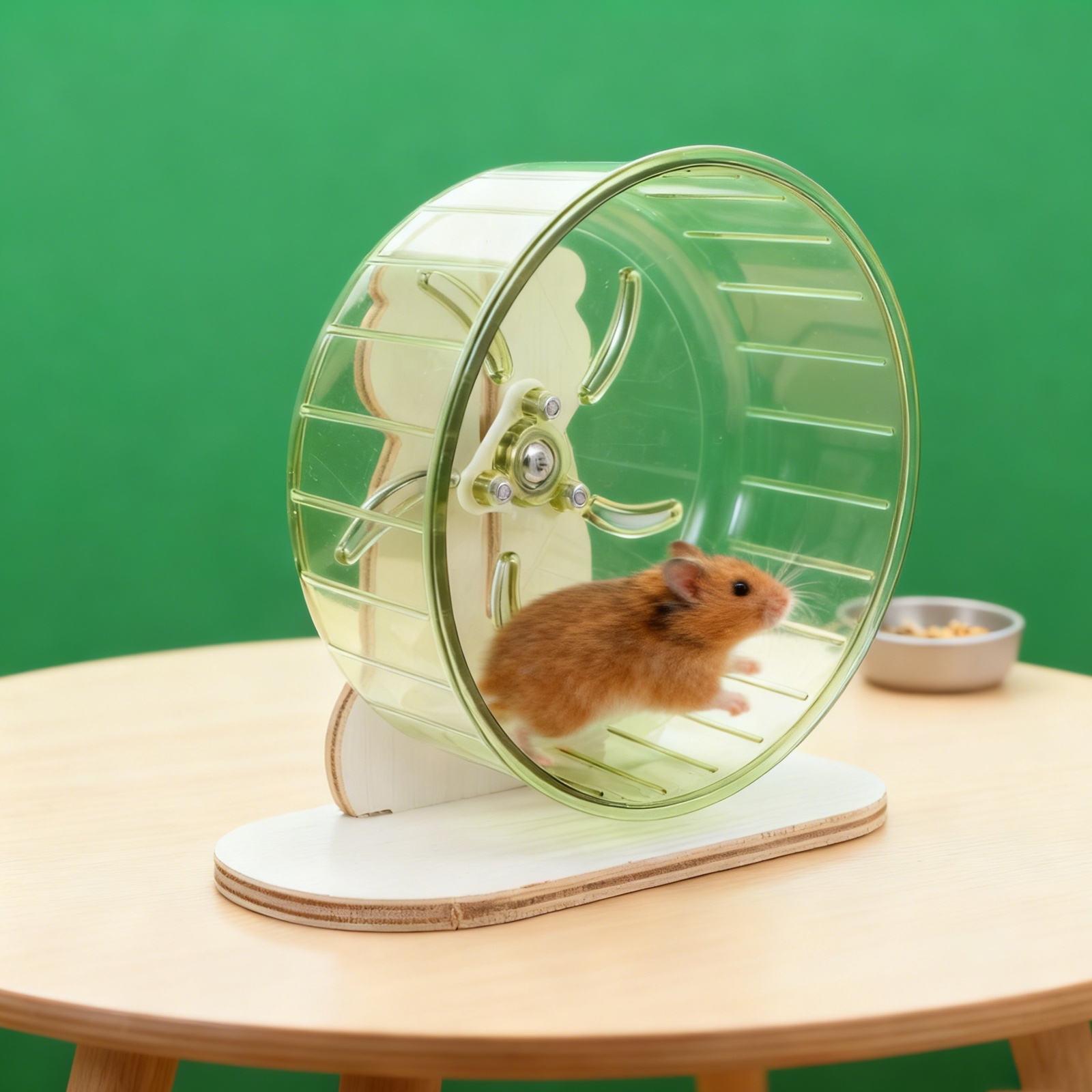 Luxshiny 18cm Green Plastic Hamster Wheel with White Stable Frame Pet Exercise