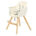 thumbnail image 1 of Chaise Haute pour Bébé 3 en 1 Convertible, Chaise de Salle à Manger pour Tout-Petit avec Plateau Alimentaire Réglable à 3 Positions, Harnais à 5 Points et Hauteur de Siège Réglable, Beige, 1 of 6