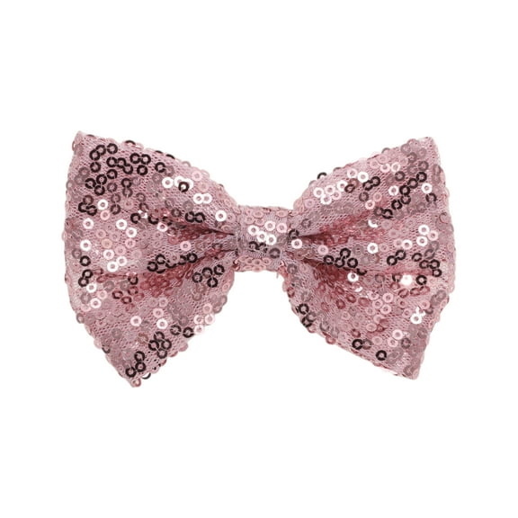 Unique Bargains 1 Pc Elegant Sequins Bow Hair Clip for Home White