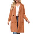 thumbnail image 1 of PENGXIANG Women‘s Spring And Autumn Lapel Wool Solid Color Long Sleeve Wool Long Pocket Jacket Suits, 1 of 6