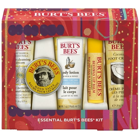 Burt's Bees Essential Everyday Holiday Gift Set, 5 Travel Size Products - Deep Cleansing Cream, Hand Salve, Body Lotion, Foot Cream And Lip (Travel Best Bets App)