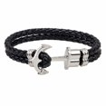 thumbnail image 4 of 2PCS Men's Anchor Bracelet, Vegan Leather and Stainless Steel, Anchor Bracelet Model, Silver Color Stainless Steel Bracelet and Vegan Leather, 4 of 5