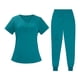 thumbnail image 5 of Conjunto de traje médico para mujer, ropa de trabajo lavable a máquina, suave, con bolsillos, uniforme para enfermería, pantalones para correr, 5 of 8