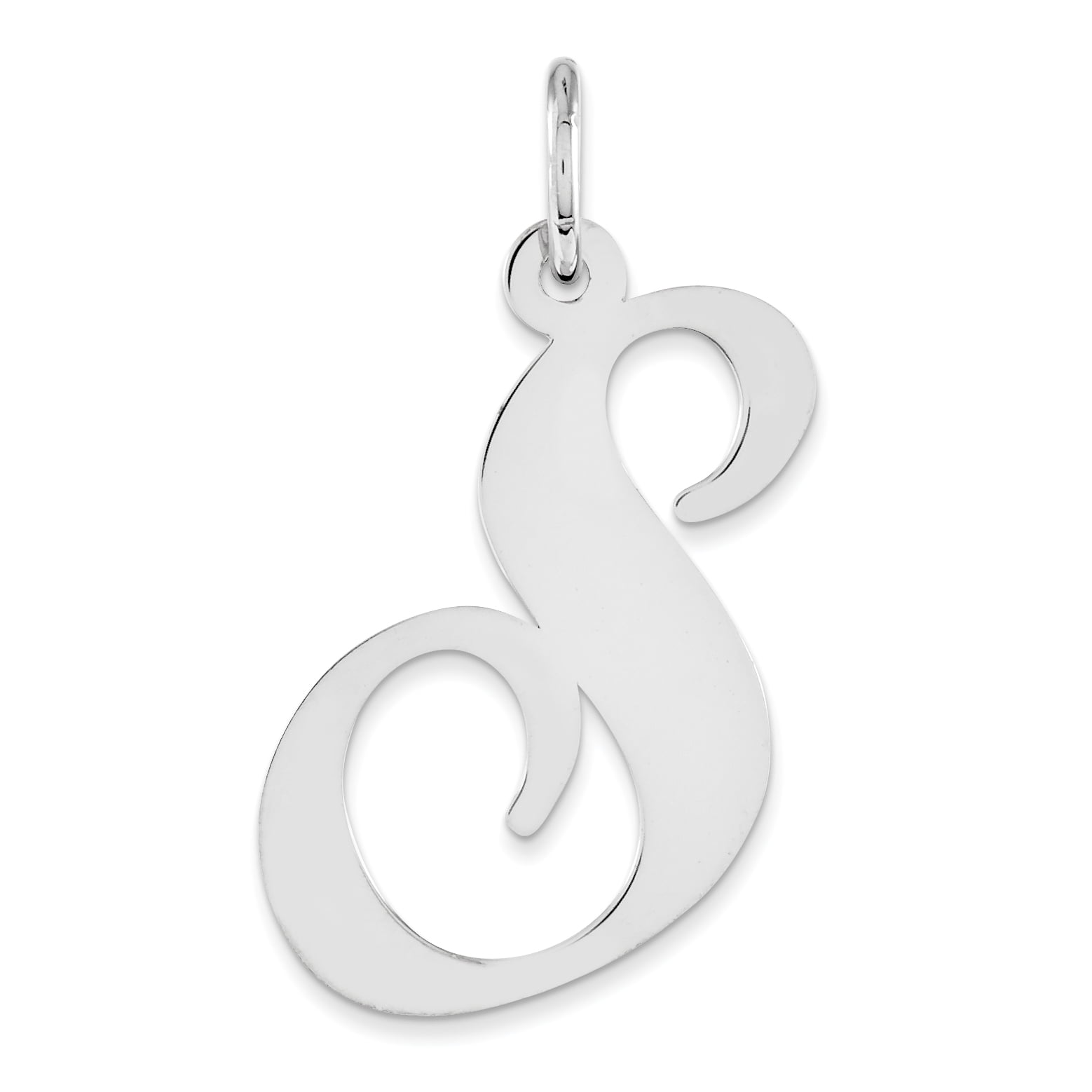 Bonyak Jewelry Sterling Silver Rhodium-Plated Large Script Initial W Charm