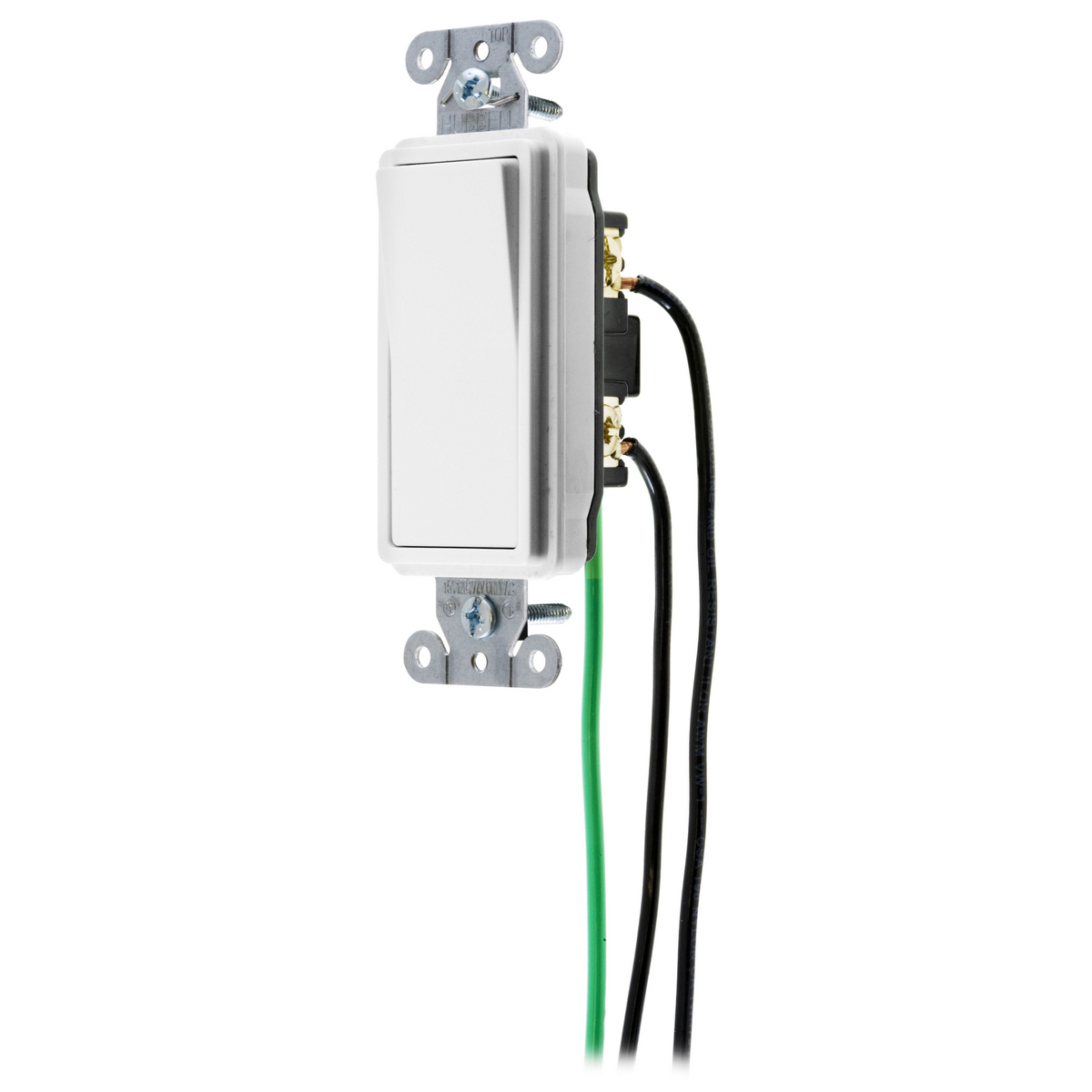 Hubbell DSL220W White Decorator Rocker Switch Double Pole w/Pigtail 20A 120/277V