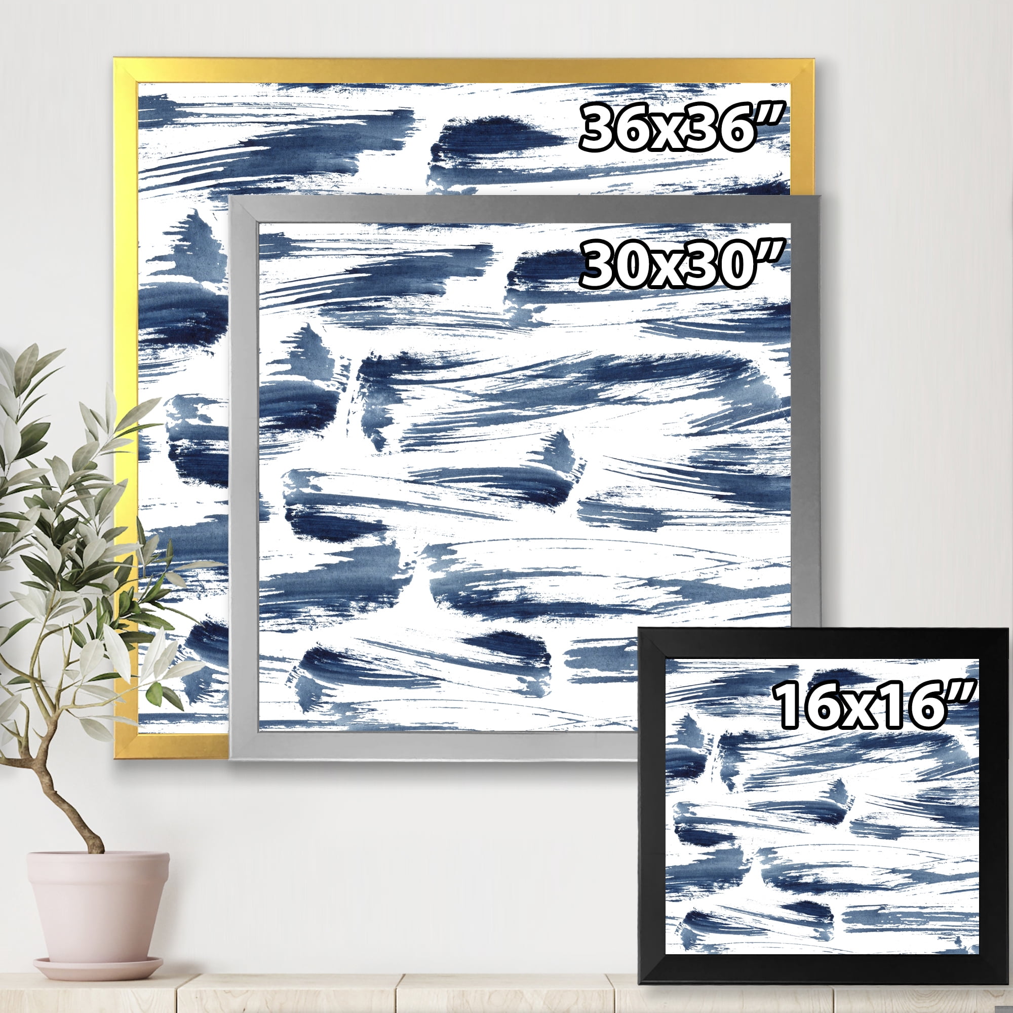 Designart 'Blue Abstract Aquatic Texture' Modern Framed Art Print