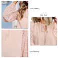 thumbnail image 4 of Top casual de mujer de manga larga con cuello redondo y empalme de encaje con lazo para primavera y otoño Rosa S, 4 of 5