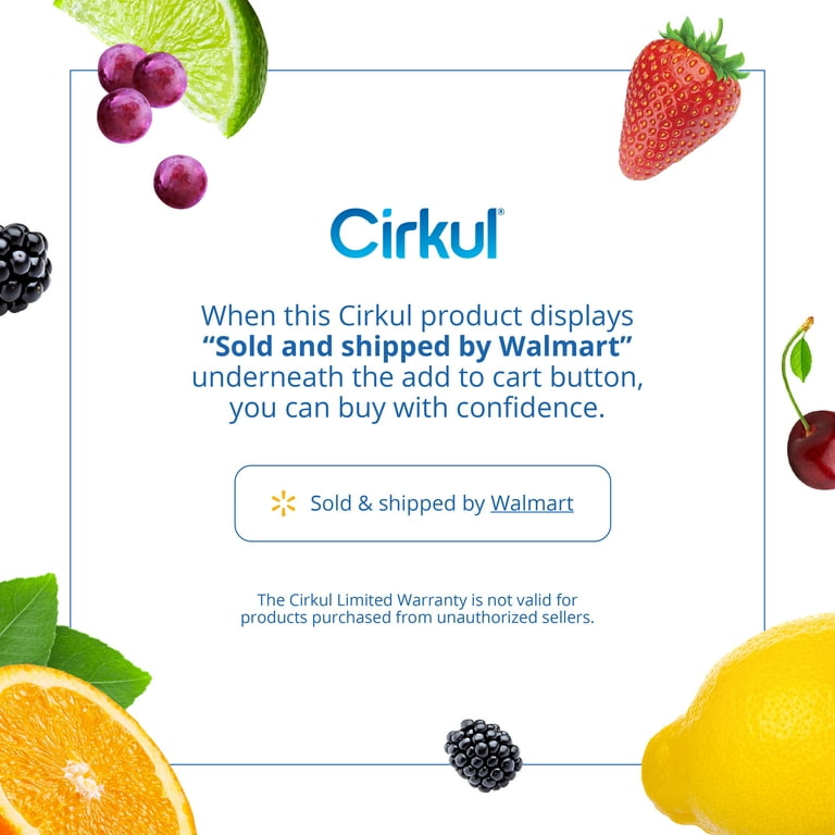 Cirkul WMT_SKBUNDL_22PB2C 22oz White Stainless Steel Water Bottle Starter Kit with Blue Lid and 2 Flavor Cartridges (Fruit Punch & Mixed Berry)