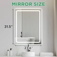 thumbnail image 5 of PROHIKER 24" x 32" LED Bathroom Mirror, Smart Mirror Bathroom with Anti-Fog, Shatter-Proof Design, Wall Mounted Rectangular Vanity Mirror, IP67 Waterproof, 5 of 8