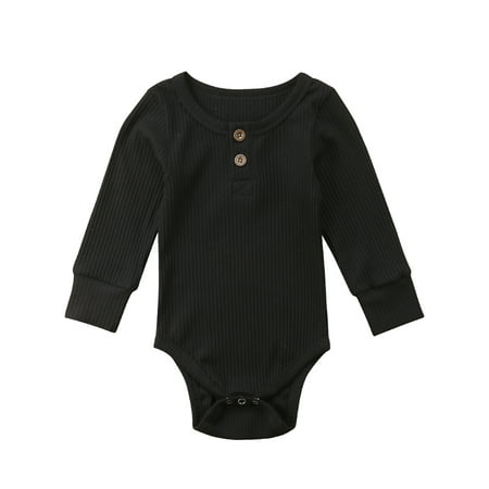 

Newborn Infant Baby Girl Boy Ribbed Bodysuit Ruffle One Pieces Solid Jumpsuit Long Sleeve Sunsuit