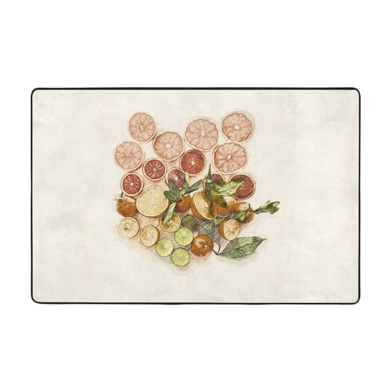 XMXT Non-Slip Area Rug, Grapefruit Lemon Slices Pattern Polyester Rugs for Living Room, 36 x 24 inches
