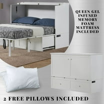 Mega Solutions Tuscany Murphy Cabinet Chest Bed with Charging Station 6 Inch, Queen (White)