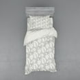 thumbnail image 1 of Grey Duvet Cover Set, Big Leaves on Old Fashion Floral Background Feminine Dramatic Style Retro Graphic Print, Bedding Set with Shams and Fitted Sheet, 3 Sizes, by Ambesonne, 1 of 3