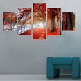 thumbnail image 3 of Hd Imprime des Tableaux de Toile Modulaires 5 Pièces Arbres Rouges Peintures de la Forêt Décidues Rue Voir la Maison Décor Mur Art Affiche Travail, 3 of 6