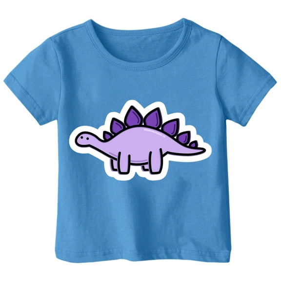 Tisuna Tees For Girls Child Cute Dinosaur Print Short Sleeve Crew Neck Shirts Fashion Loose Little Kids Summer Pullover Tops Blue Size 6-7 Years