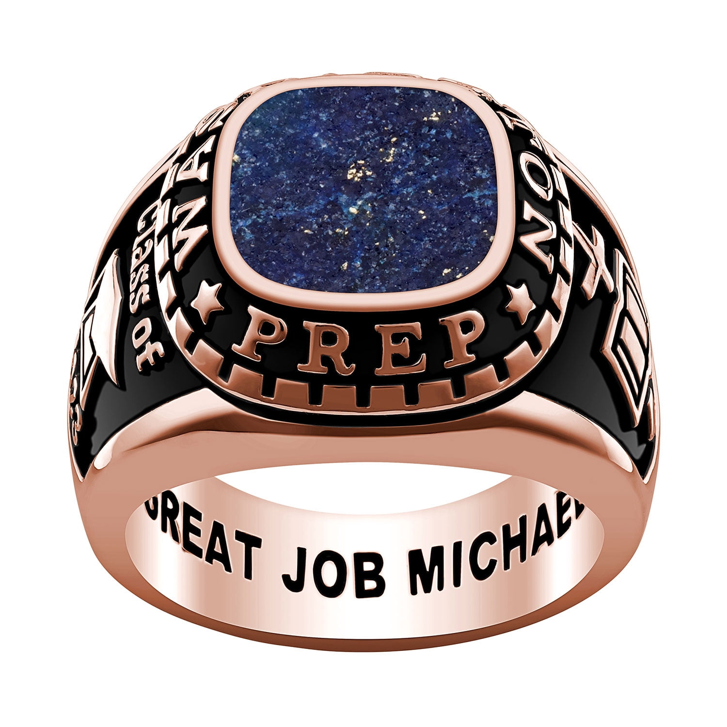 Order Now for 2025 Graduation, Freestyle Men’s – Onyx, Carnelian, Lapis, Mother of Pearl Genuine Stone Class Ring, Personalized, High School or College Graduation