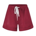 thumbnail image 4 of WAYUTE Womens Shorts Solid Color Drawstring Waist Sports Workout Thin Cozy Shorts with Pockets Casual Soft Comfort Summer Dailywear, 4 of 4