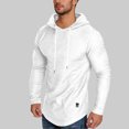 thumbnail image 2 of Men's T-Shirts Hooded Long Sleeve Tshirt Muscle Fit Shirts Men Drawstring Lightweight Blouses Pulover Sweatshirts, 2 of 7