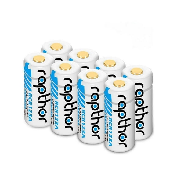 rapthor 900mAh CRI23A Rechargeable Lithium Batteries, Compatible with Arlo Wireless Cameras Flashlights Alarm System Smart Sensors (Pack of 8)