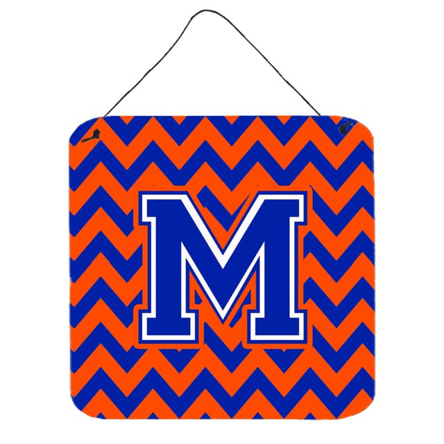 "Treasures Letter M Wall or Door Hanging Prints CJ1044-MDS66, 6"" H x 6"" W, Chevron - Blue and Orange" Caroline's Treasures CJ1044-MDS66