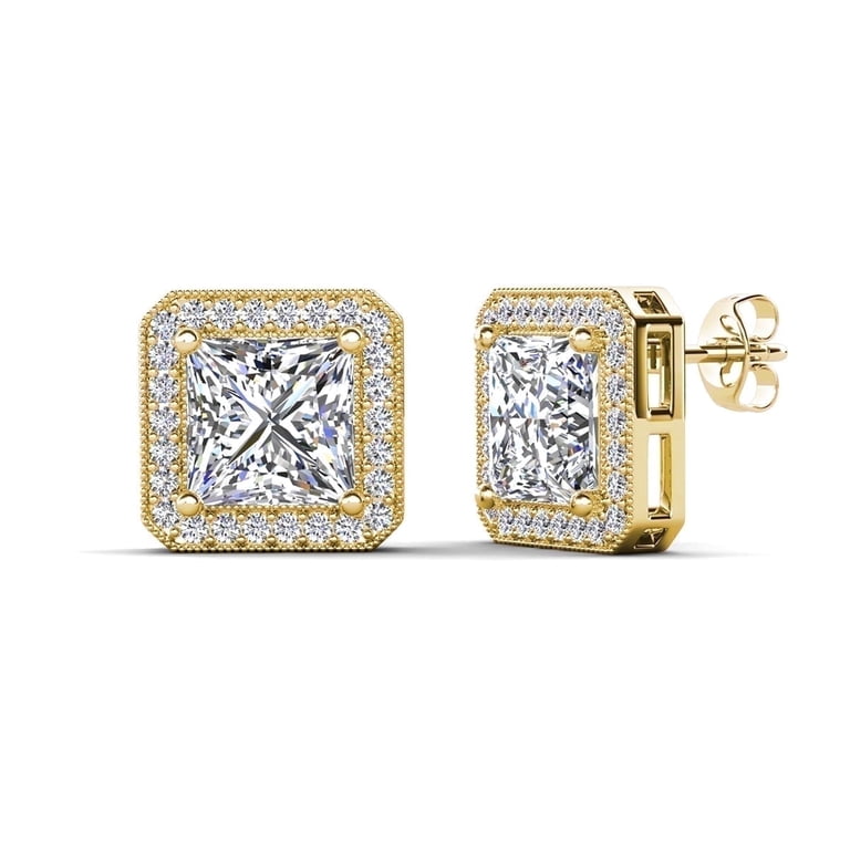 Cate & Chloe Norah Princess Cut Crystal Stud Earrings photo 1