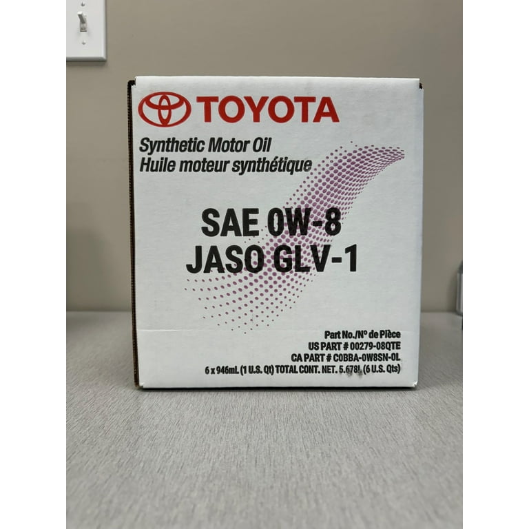 Genuine Toyota/Lexus Synthetic Motor Oil SAE 0W-8 JASO GLV-1- 6