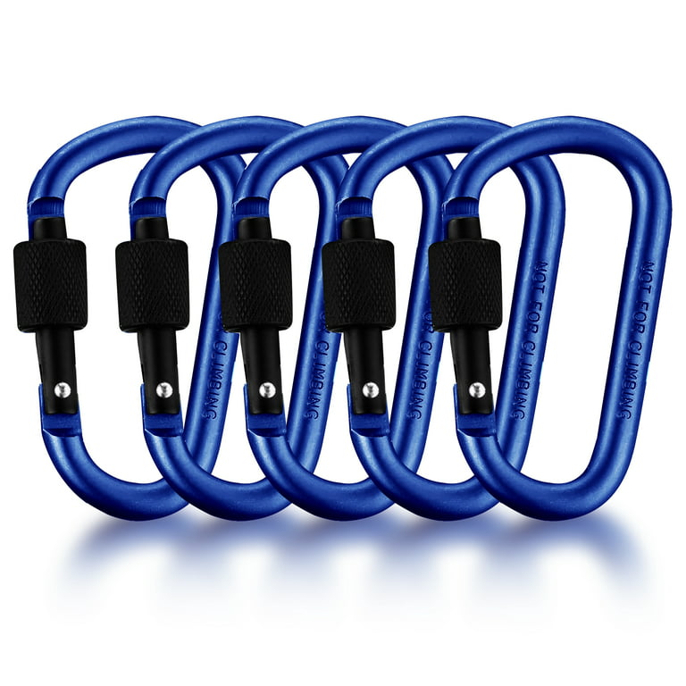 BLUE CARABINER 3 Aluminum D-Ring KEYCHAIN Spring Clip Snap Hook