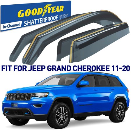 Goodyear Shatterproof in-Channel Window Deflectors for Jeep Grand Cherokee 2011-2020  Rain Guards  Window Visors for Cars  Vent Deflector  Car Accessories  4 pcs - GY003442LP