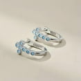 thumbnail image 3 of K-KED 925 Solid Sterling Silver Cross Zirconia Clip On Hoop Earring Party Wedding Gift-Blue, 3 of 6