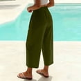 thumbnail image 3 of GigrtiJin Pleated Capris Pants for Womens Cotton Linen High Waisted Capris Loose Casual Straight Leg Capris Pants with Pockets, 3 of 8
