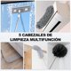 thumbnail image 2 of Limpiador de Ventanas - Jalador para Vidrios 2 en 1 con Barra de Extensión y 5 Cabezal Flexible Escobilla de Ventana Herramientas de Limpieza de Vidrio para Ventanas Altas Bano Interiores Exteriores, 2 of 4