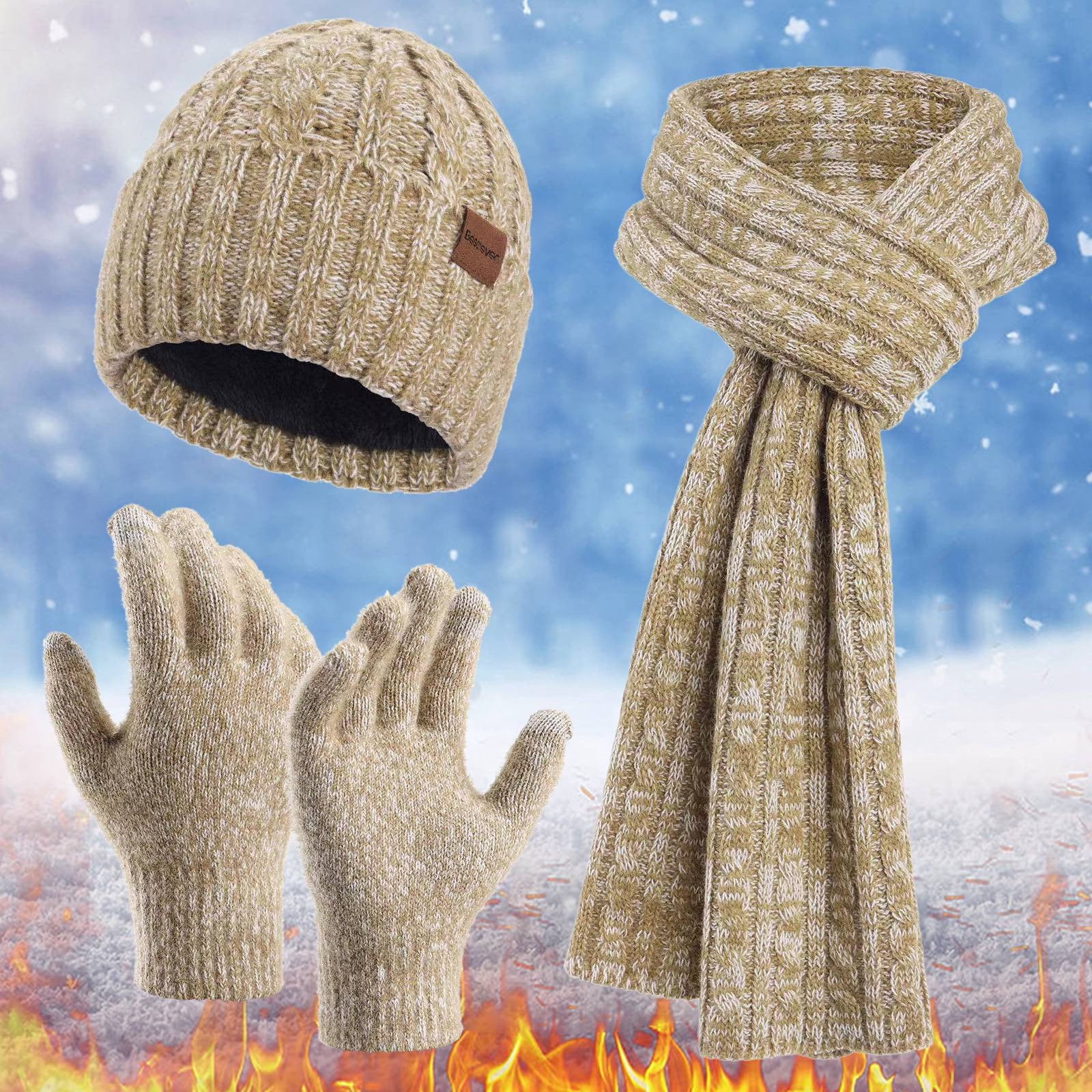 Hat for Women Winter Hats for Men 2024 Winter Men's And Women's Same Style Neck Knitted Hat Thickened Cold Knitted Glove Hat Scarf Warm 3 Piece Set