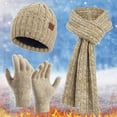 thumbnail image 2 of Ediodpoh Men and Women Winter Knit Neck Warmer Hat and Gloves Set Thick Thermal Windproof Warm Three Piece Set Khaki, 2 of 6