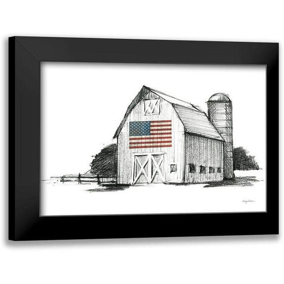 Tillmon, Avery 14x11 Black Modern Framed Museum Art Print Titled - Patriotic Barn