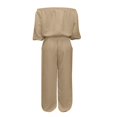 thumbnail image 7 of BESEW7 Off Shoulder Jumpsuits for Women, Summer Casual Loose Rompers with Pockets Roll Up Sleeve Elastic Waist for Daily Beach Vacation Khaki XL, 7 of 7