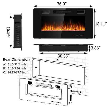 Costway 36 Electric Fireplace Recessed Ultra Thin Wall Mounted Heater Multicolor Flame Canada - 42 Inch Ultra Thin Electric Fireplace Insert For Wall Mounted Or In Installation Costway 36 Electric Fireplace Recessed Ultra Thin Wall Mounted Heater Multicolor Flame Canada - 42 Inch Ultra Thin Electric Fireplace Insert For Wall Mounted Or In Installation
