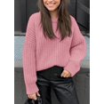 thumbnail image 2 of Women's Fall Sweaters Casual Long Sleeve Pullover Crewneck Ribbed Knit Jumper Tops Plain Blouse, 2 of 5