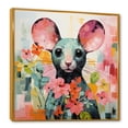 thumbnail image 2 of Designart "Curious Rat in Pink Blooms I" Animals Framed Wall Art - Traditional Pink Mouse Bedroom Framed Canvas Wall Art, 2 of 6