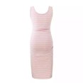 thumbnail image 4 of Fesfesfes Maternity Dress for Women Round Neck Sleeveless Dress Casual Stretchy Pleated Pencil Dress Striped Print Knee Length Dress for Pregnant Women, 4 of 4