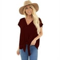 thumbnail image 5 of Anbech Women V Neck Pocket Shirts Bowknot Casual Loose Summer Short Sleeves Tshirt Tops, 5 of 6