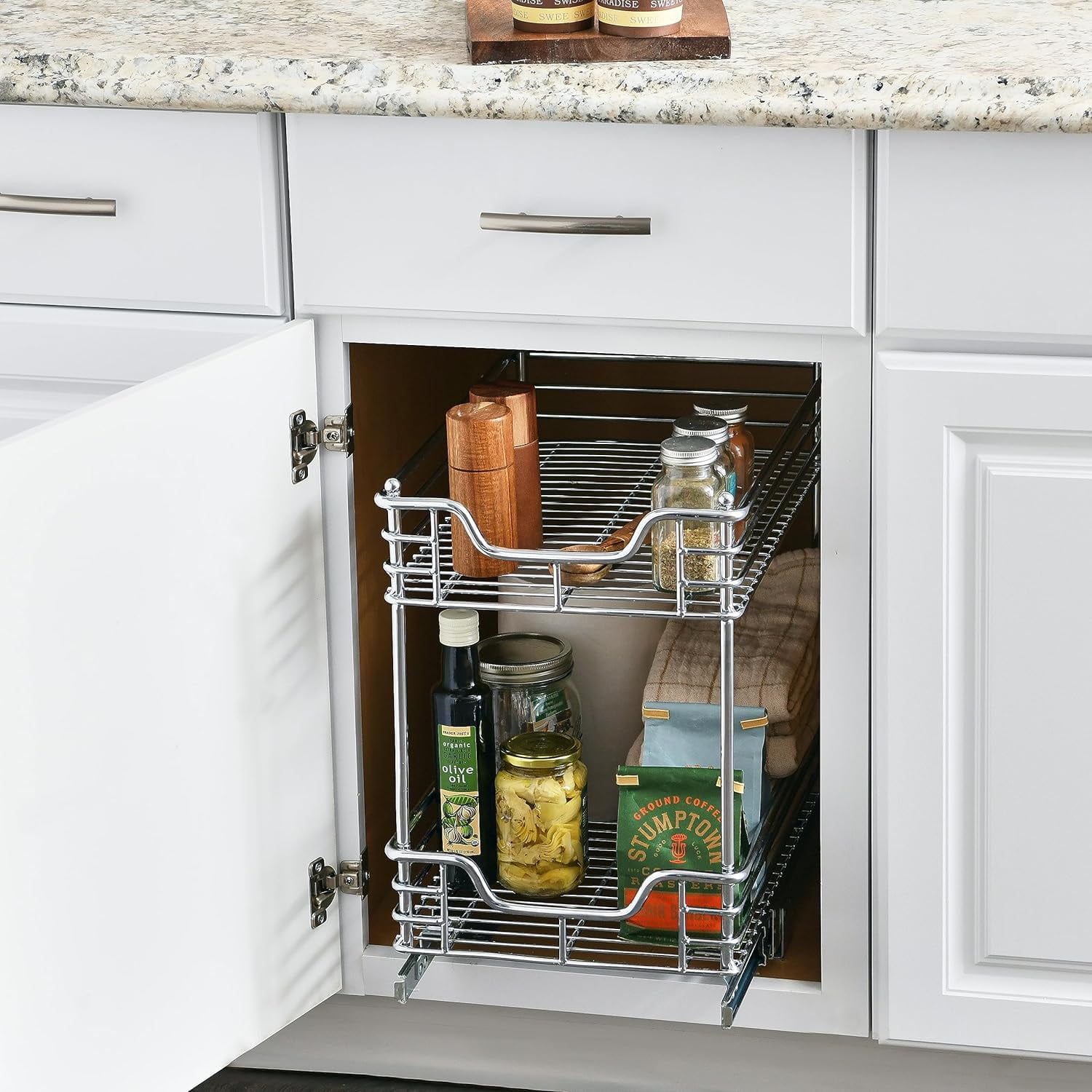  Household Essentials 2 Tier Pull Out Cabinet Organizer